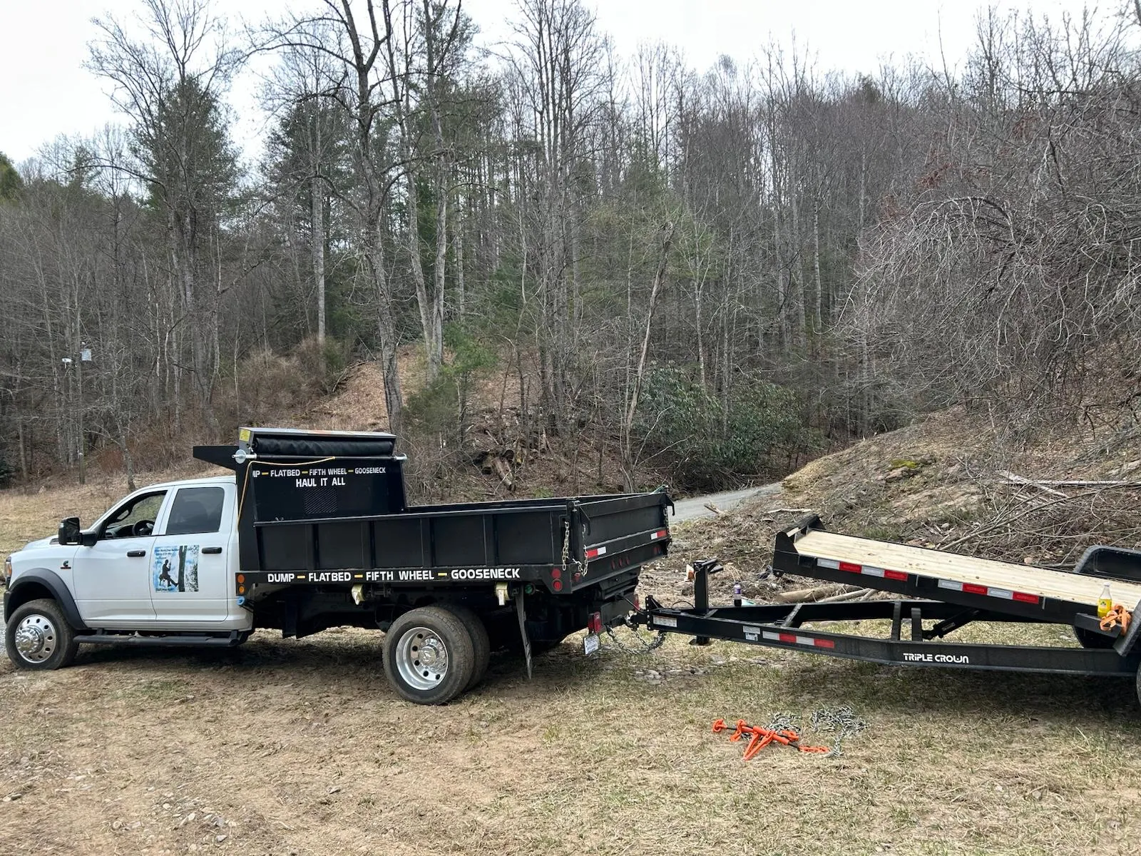 River Birch equipment on a cleared lot in Watauga County, NC